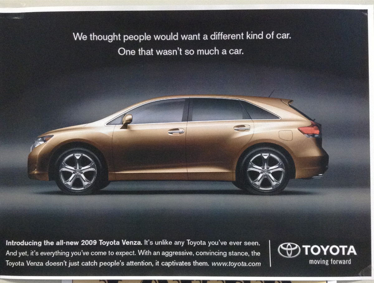 Tagline: we thought people would want a different kind of car. One that wasn’t so much a car.